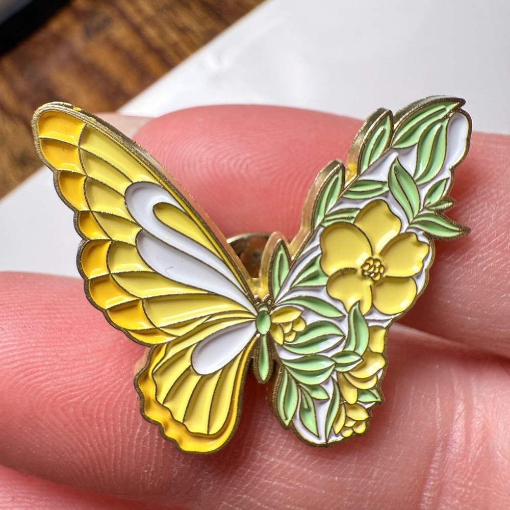 Yellow and Green Butterfly Brooch